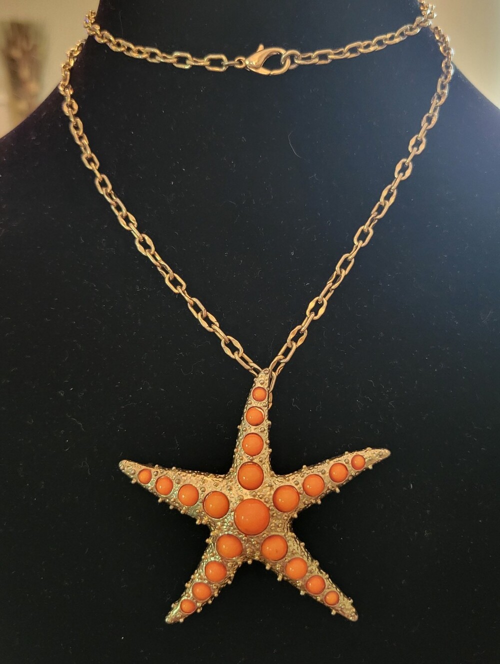Orange & Gold Toned Starfish Necklace